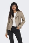 Only Onlava Regular Fit Fermuarlı Suni Bayan Deri Ceket 15102997 VİZON