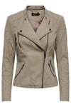 Only Onlava Regular Fit Fermuarlı Suni Bayan Deri Ceket 15102997 VİZON