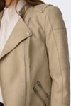 Only Onlava Regular Fit Fermuarlı Suni Bayan Deri Ceket 15102997 BEJ