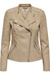 Only Onlava Regular Fit Fermuarlı Suni Bayan Deri Ceket 15102997 BEJ