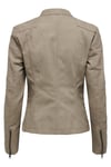 Only Onlava Regular Fit Fermuarlı Suni Bayan Deri Ceket 15102997 VİZON