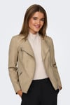 Only Onlava Regular Fit Fermuarlı Suni Bayan Deri Ceket 15102997 BEJ