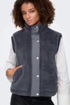 Only Onlbari Regular Fit Dik Yaka Cepli Peluş Bayan Yelek 15358902 ANTRASİT