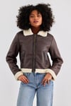 Only Onlbetty Regular Fit Yapay Tüylü Geniş Yaka Kısa Kadın Mont 15324138 KAHVE