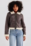 Only Onlbetty Regular Fit Yapay Tüylü Geniş Yaka Kısa Kadın Mont 15324138 KAHVE