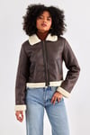 Only Onlbetty Regular Fit Yapay Tüylü Geniş Yaka Kısa Kadın Mont 15324138 KAHVE