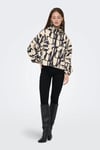 Only Onlbetty Relaxed Fit Desenli Kapüşon Yaka Bayan Mont 15281509 BEJ-SİYAH