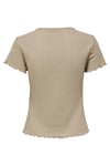 Only Onlcarlotta % 100 Pamuk Slim Fit Yuvarlak Yaka Kadın T Shirt 15256154 BEJ