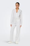 Only Onlcaro Keten Karışımlı Loose Fit İşleme Detaylı Bayan Gömlek 15338802 KREM