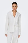 Only Onlcaro Keten Karışımlı Loose Fit İşleme Detaylı Bayan Gömlek 15338802 KREM