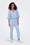 Only Onlcaro-Poptrash Keten Karışımlı Comfort Fit Normal Bel Düz Paça Bayan Pantolon 15278710 MAVİ