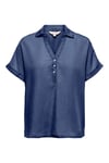 Only Onlcharis Loose Fit Klasik Yaka Düğme Detaylı Kadın Bluz 15363976 LACİVERT