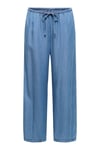 Only Onlcharis Regular Fit Belden Bağlamalı Bol Paça Kadın Pantolon 15363959 MAVİ