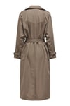Only Onlchloe Straight Fit Kruvaze Yaka Midi Boy Kemerli Bayan Trençkot 15242306 VİZON