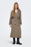 Only Onlchloe Straight Fit Kruvaze Yaka Midi Boy Kemerli Bayan Trençkot 15242306 VİZON