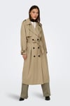 Only Onlchloe Straight Fit Kruvaze Yaka Midi Boy Kemerli Bayan Trençkot 15242306 BEJ