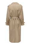 Only Onlchloe Straight Fit Kruvaze Yaka Midi Boy Kemerli Bayan Trençkot 15242306 BEJ