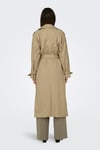 Only Onlchloe Straight Fit Kruvaze Yaka Midi Boy Kemerli Bayan Trençkot 15242306 BEJ