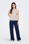 Only Onlclaudia Parıltılı Regular Fit Bisiklet Yaka Bayan T Shirt 15318422 KREM