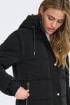 Only Onldixie Kapitoneli Regular Fit Kapüşonlu Uzun Bayan Mont 15349120 SİYAH