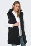 Only Onldixie Kapitoneli Regular Fit Kapüşonlu Uzun Bayan Mont 15349120 SİYAH