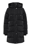 Only Onldixie Kapitoneli Regular Fit Kapüşonlu Uzun Bayan Mont 15349120 SİYAH