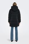 Only Onldixie Kapitoneli Regular Fit Kapüşonlu Uzun Bayan Mont 15349120 SİYAH