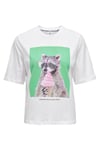 Only Onldorte Baskılı Bisiklet Yaka % 100 Pamuk Bayan T Shirt 15259091 BEYAZ-YEŞİL