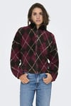Only Onleline Baklava Desenli Regular Fit Dik Yaka Polar Bayan Sweat 15333914 SİYAH-VİŞNE
