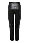 Only Onlemily Regular Fit Yüksek Bel Düz Paça Deri Bayan Pantolon 15209293 SİYAH