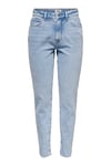 Only Onlemily Streç Pamuklu Mom Fit Yüksek Bel Düz Paça Jeans Bayan Kot Pantolon 15248715 AÇIK MAVİ