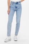 Only Onlemily Streç Pamuklu Mom Fit Yüksek Bel Düz Paça Jeans Bayan Kot Pantolon 15248715 AÇIK MAVİ