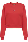 Only Onlevisa Pamuklu Regular Fit Bisiklet Yaka Bayan Sweat 15358296 KIRMIZI
