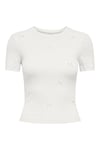 Only Onlfemke Pamuklu Slim Fit Fiyonk Detaylı Bisiklet Yaka Kadın T Shirt 15369336 KREM