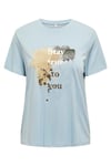 Only Onlfree Baskılı Regular Fit Bisiklet Yaka Bayan T Shirt 15303212 MAVİ