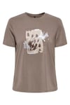 Only Onlfree Baskılı Regular Fit Bisiklet Yaka Bayan T Shirt 15303212 VİZON