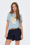 Only Onlfree Baskılı Regular Fit Bisiklet Yaka Bayan T Shirt 15303212 MAVİ