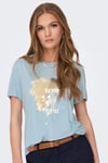 Only Onlfree Baskılı Regular Fit Bisiklet Yaka Bayan T Shirt 15303212 MAVİ