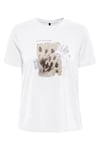 Only Onlfree Baskılı Regular Fit Bisiklet Yaka Bayan T Shirt 15303212 BEYAZ