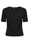 Only Onlfree Büzgülü Regular Fit Bisiklet Yaka Bayan T Shirt 15346602 SİYAH