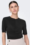 Only Onlfree Büzgülü Regular Fit Bisiklet Yaka Bayan T Shirt 15346602 SİYAH