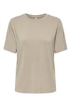 Only Onlfree Taşlı Regular Fit Bisiklet Yaka Kadın T Shirt 15343270 BEJ