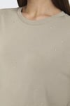 Only Onlfree Taşlı Regular Fit Bisiklet Yaka Kadın T Shirt 15343270 BEJ
