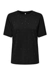 Only Onlfree Taşlı Regular Fit Bisiklet Yaka Bayan T Shirt 15343270 SİYAH