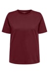 Only Onlfreja Pamuklu Regular Fit Yuvarlak Yaka Bayan T Shirt 15367970 BORDO