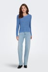 Only Onlgeena Regular Fit Bisiklet Yaka Örme Bayan Kazak 15113356A MAVİ