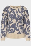 Only Onlgigi Pamuklu Regular Fit Bisiklet Yaka Bayan Kazak 15353238 KREM-MAVİ