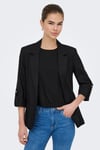 Only Onlgoa Keten Karışımlı Loose Fit Kruvaze Yaka Kadın Ceket 15363727 SİYAH