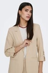 Only Onlgoa Keten Karışımlı Loose Fit Kruvaze Yaka Kadın Ceket 15363727 BEJ