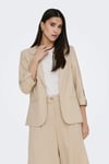 Only Onlgoa Keten Karışımlı Loose Fit Kruvaze Yaka Kadın Ceket 15363727 BEJ